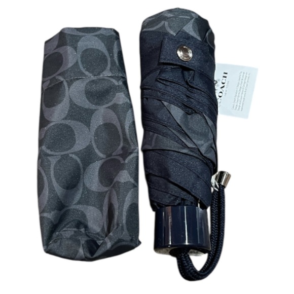 Coach Signature Mini Umbrella In Dark Denim - Picture 1 of 7